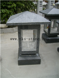 Stone Lanterns Caving,Lantern Sculptures,Grey Granite Japanese Lanterns,Exterior Lamps