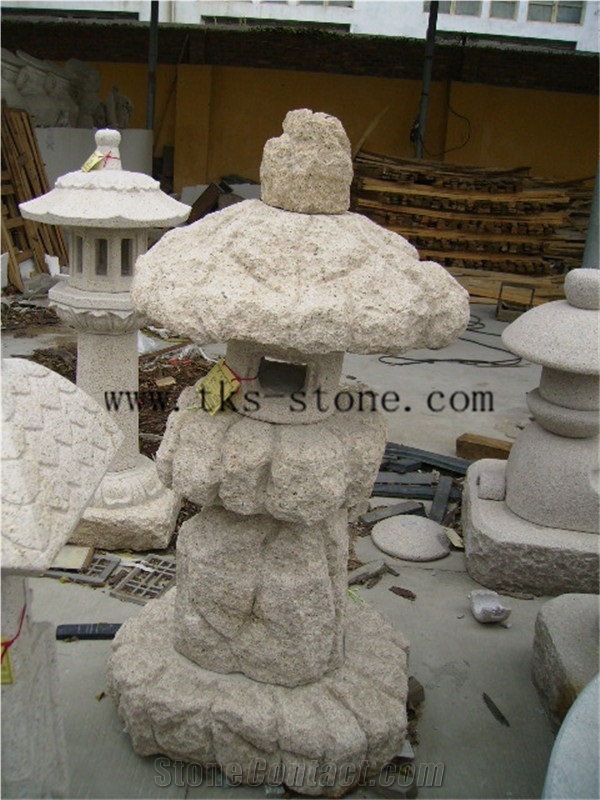 Stone Lanterns Caving,Lantern Sculptures,Grey Granite Japanese Lanterns,Exterior Lamps