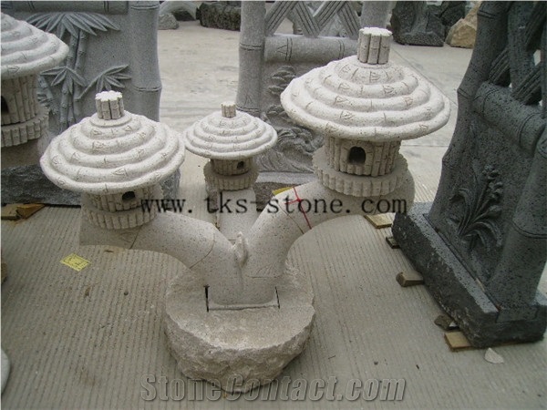 Stone Lanterns Caving,Lantern Sculptures,Grey Granite Japanese Lanterns,Exterior Lamps