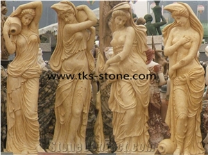The Four Season Women Sculptures&Statues,Yellow Granite Human Sculptures&Statues,Religious Sculptures&Statues,Women Caving,Western Statues