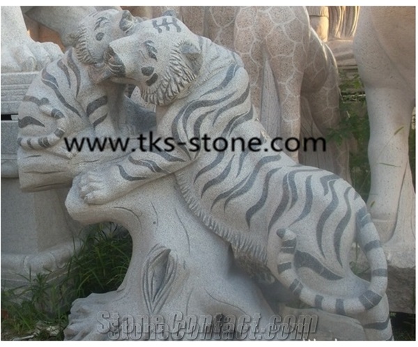 Yellow Granite Tiger Sculpture&Statue,Tiger Caving,Tiger Animal Sculptures,Garden Statues