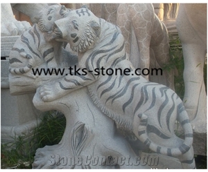 Yellow Granite Tiger Sculpture&Statue,Tiger Caving,Tiger Animal Sculptures,Garden Statues