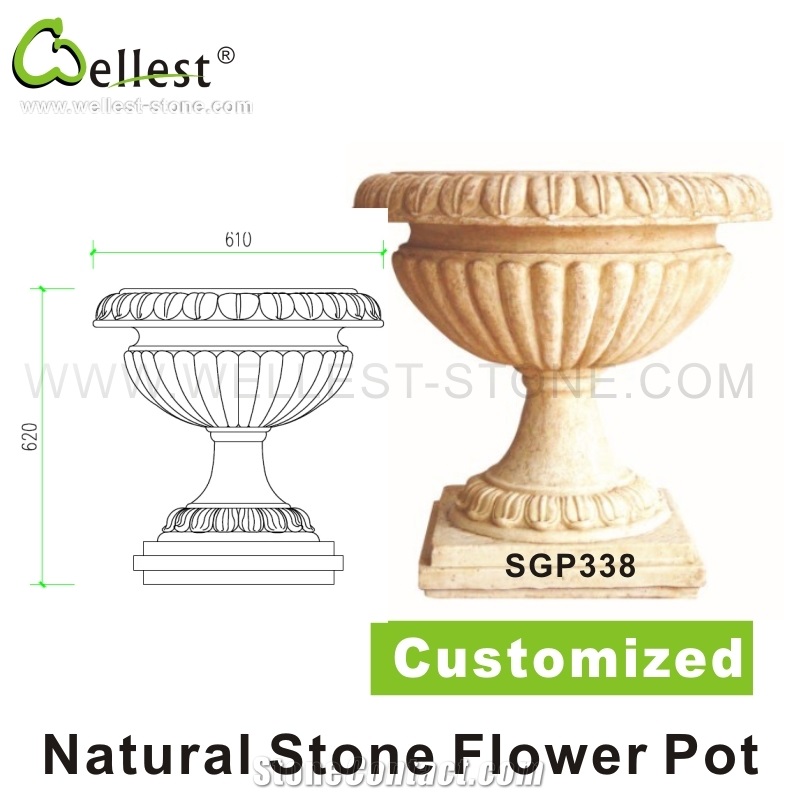 Exterior Landscaping Sandstone Flower Pot/Stand/Vase/Planter Made by Sandstone