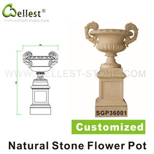 Exterior Landscaping Sandstone Flower Pot/Stand/Vase/Planter Made by Sandstone