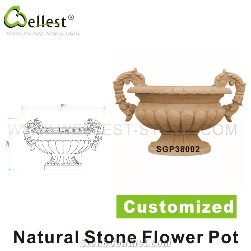 Exterior Landscaping Sandstone Flower Pot/Stand/Vase/Planter Made by Sandstone