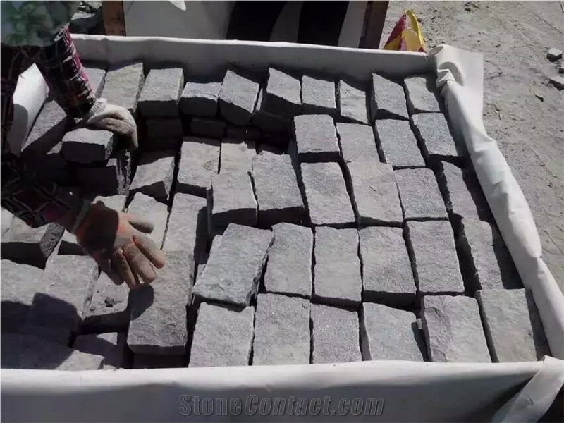 G654 Sesame Black/ Padang Dark Grey Granite Cube/Cobble/Cubic Paving Stone with Bushhammered/Natural/Falmed Finish, G654 Granite Cube Stone & Pavers
