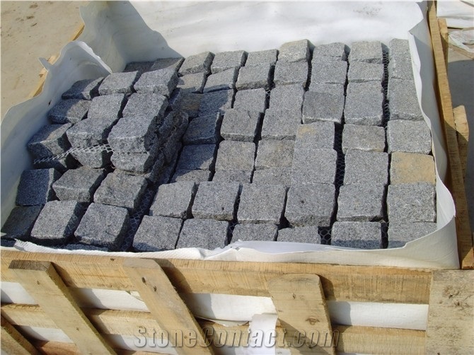 G654 Sesame Black/ Padang Dark Grey Granite Cube/Cobble/Cubic Paving Stone with Bushhammered/Natural/Falmed Finish, G654 Granite Cube Stone & Pavers