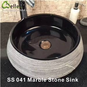Kitchen/Bathroom/Vanity China Absolute Black Granite Washing Round Basin/Sink/Vessel with Chieseled Edge