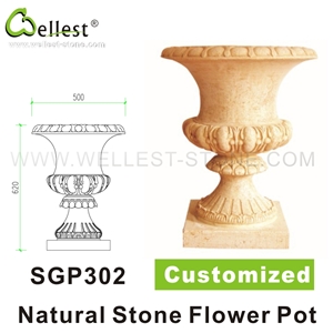 Yellow Sandstone Flower Pot/Garden Pot/Plant Pot/Bird Bath/Outdoor Planter