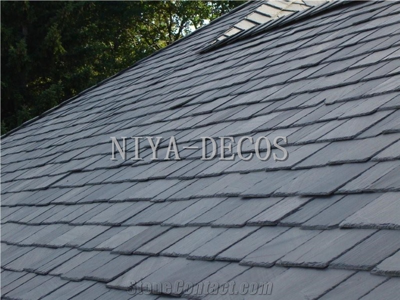 China Black Slate Roofing Tiles/China Natural Stone Slate Nero Impala Black Tiles