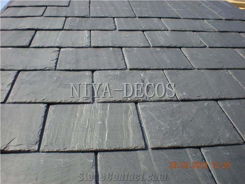China Black Slate Roofing Tiles/China Natural Stone Slate Nero Impala Black Tiles