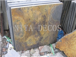 China Multicolor Rustic Yellow Slate Tiles French Pattern for Flooring Pavers