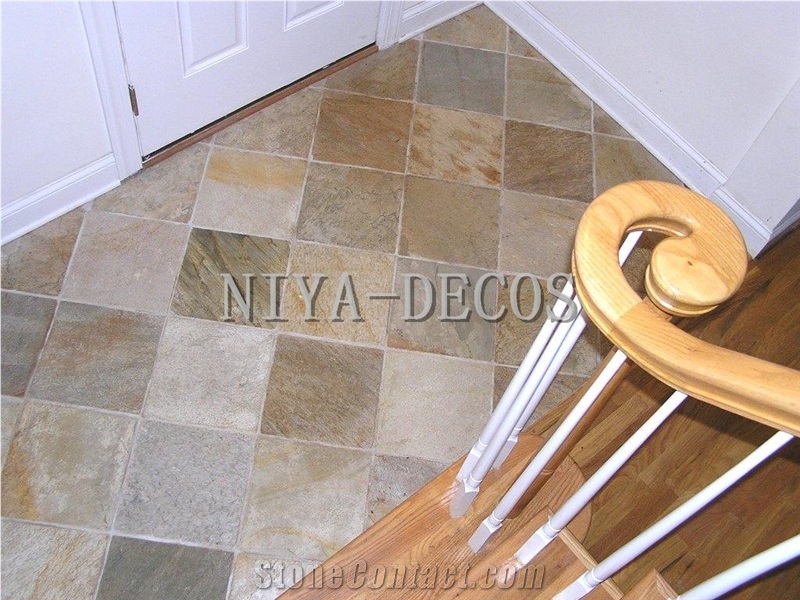 China Multicolor Rustic Yellow Slate Tiles French Pattern for Flooring Pavers