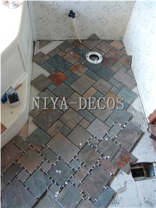 China Multicolor Rustic Yellow Slate Tiles French Pattern for Flooring Pavers