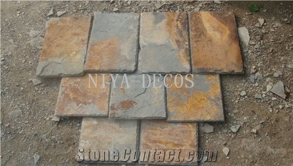 China Rustic Slate Roofing Tiles,China Rusty Yellow Slate Roofing Covering Tiles-Niya