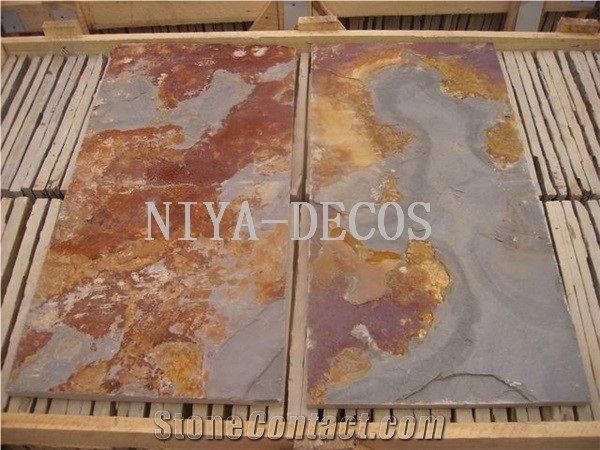 China Rustic Slate Roofing Tiles,China Rusty Yellow Slate Roofing Covering Tiles-Niya