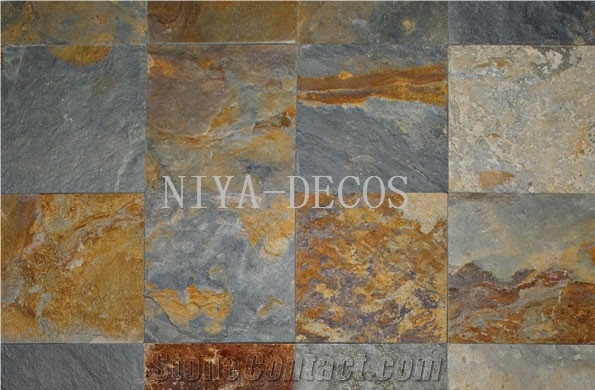 China Rustic Slate Roofing Tiles,China Rusty Yellow Slate Roofing Covering Tiles-Niya