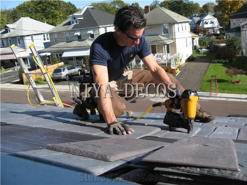 Project Show-China Nero Impala Black Slate Roofing Tiles for Building Covering