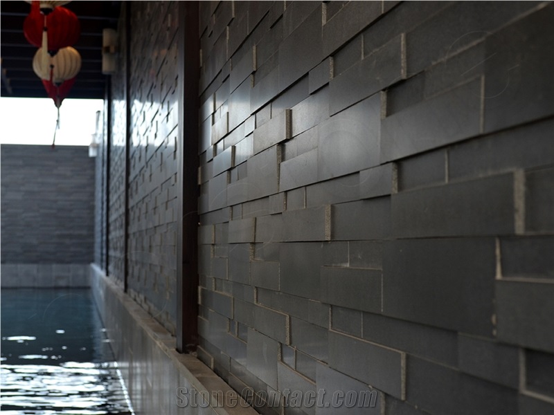 3 Dimensional Basalt Stone Veneer Made Simple, Black Slate Cultured Stone