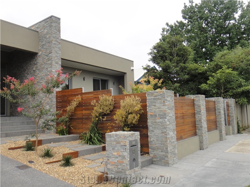 Bulu Grey Slate Z Panel Stacked Stone Cultured Stone, Blue Quartzite Cultured Stone
