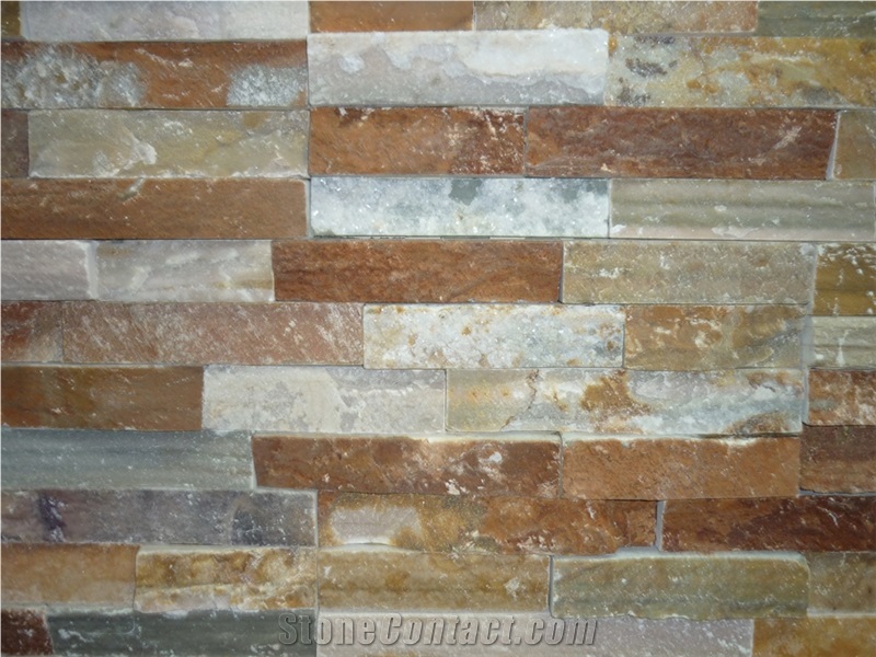 Chunky Golden Yellow Stacked Stone, Brown Slate Cultured Stone