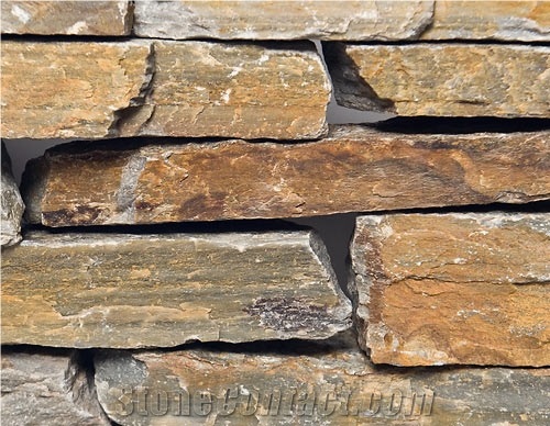 Honey Ledge Stone Wall Cladding Cultured Stone, Brown Slate Wall Cladding