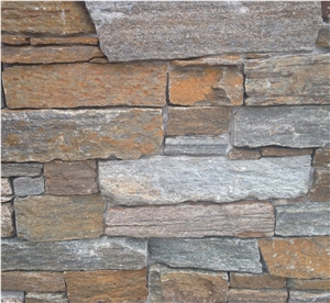 Mica Quartz Z Panel Stacked Stone, Brown Quartzite Cultured Stone