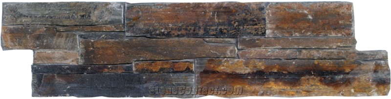 Multicolour Slate Z Panel Stacked Stone Cultured Stone, Brown Slate Cultured Stone