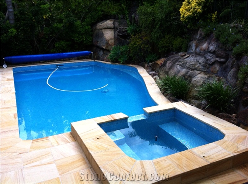 Teakwood Sandstone Pavers Tiles & Slabs, China Beige Sandstone