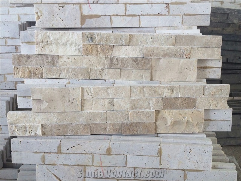 Travertine Wall Cladding Corners, Yellow Travertine Wall Cladding