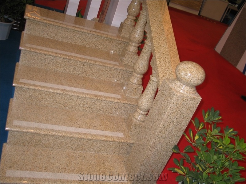 G682 Granite / Rustic Yellow / Sunset Gold Granite Stairs & Steps, China Yellow Granite Stairs & Steps