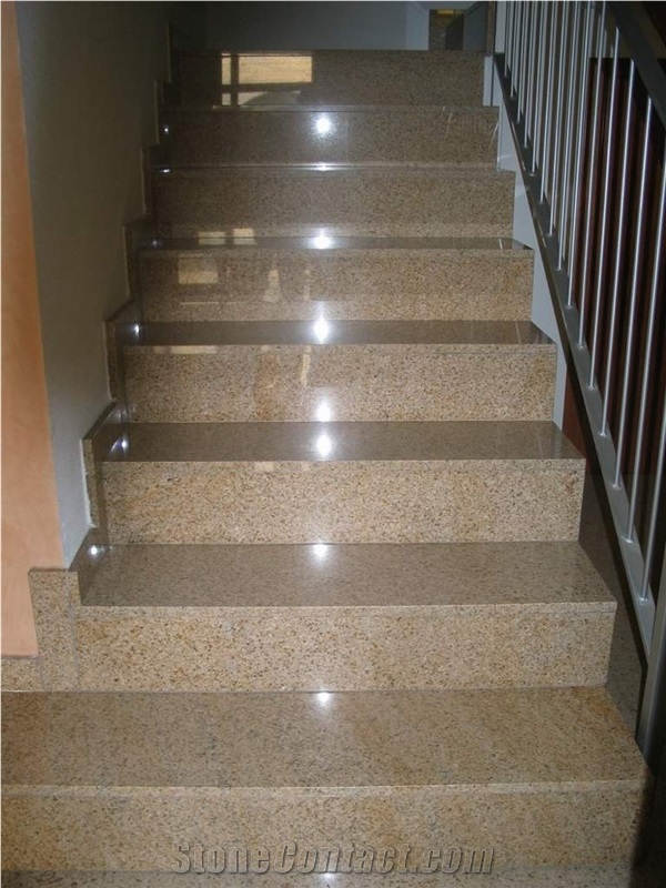 G682 Granite / Rustic Yellow / Sunset Gold Granite Stairs & Steps, China Yellow Granite Stairs & Steps