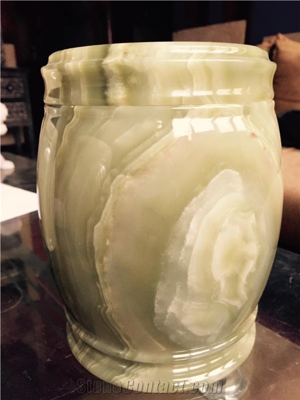 Afghan Light Green Onyx Urns, Jars
