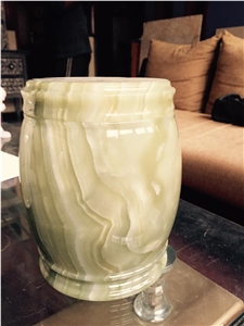 Afghan Light Green Onyx Urns, Jars