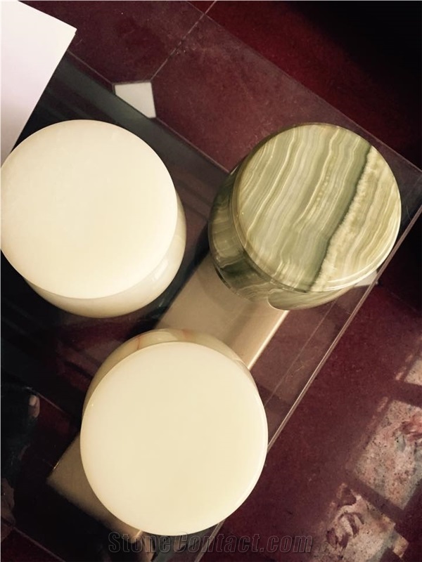 Afghan Light Green Onyx Urns, Jars