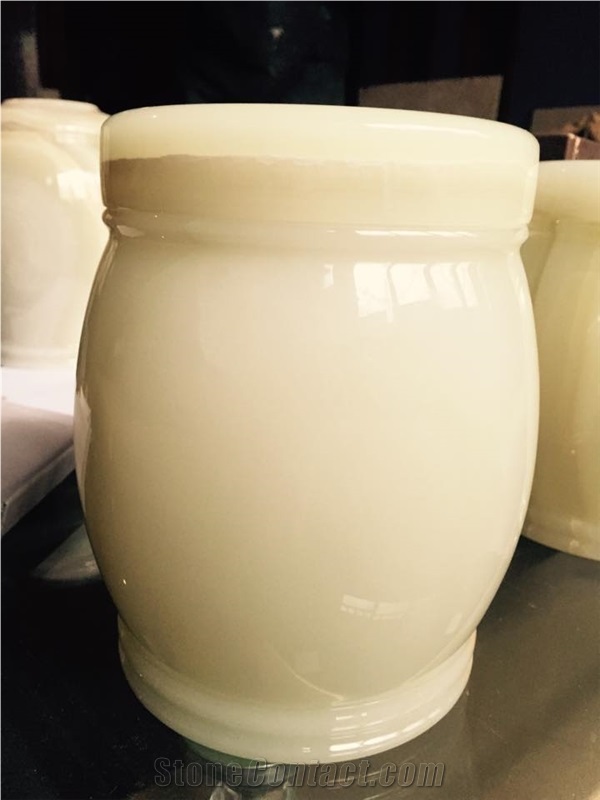 Afghan Light Green Onyx Urns, Jars