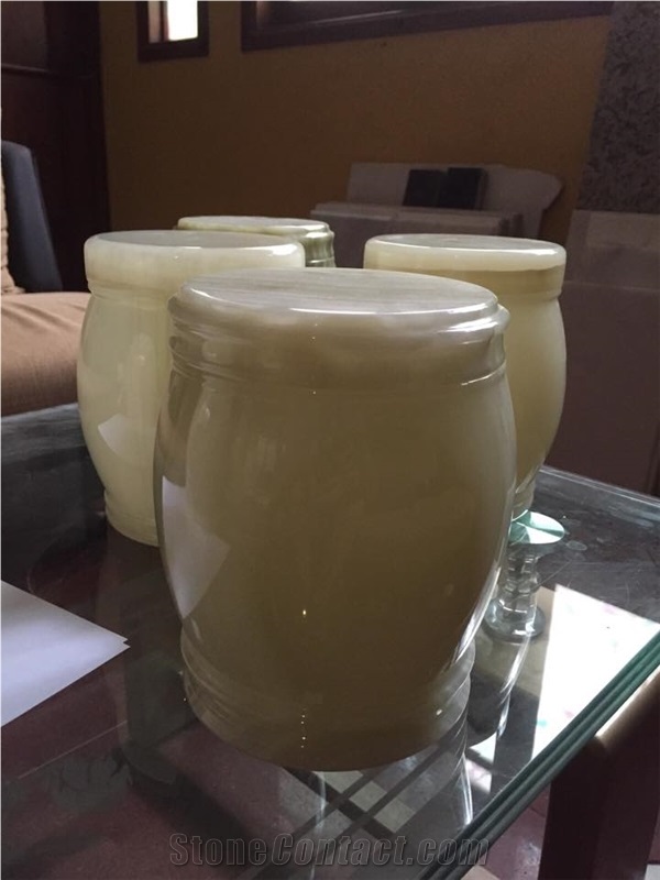Afghan Light Green Onyx Urns, Jars