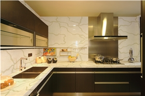 Kitchen Countertop in Calacatta White Quartz Stone