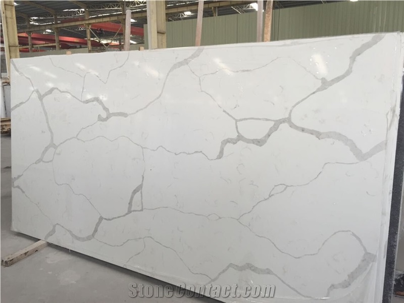 Kitchen Countertop in Calacatta White Quartz Stone