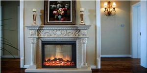Indoor Freestanding Used Cheap Stone White Marble Fireplace Mantel