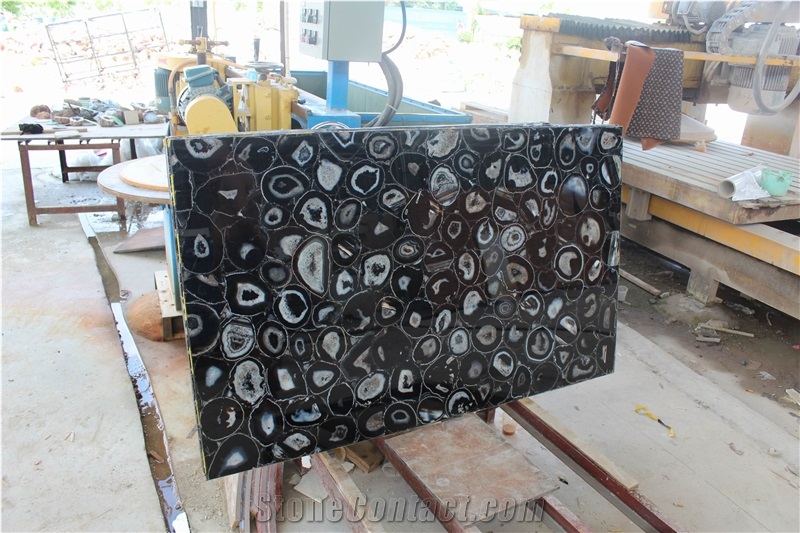 Black Agate Semiprecious Stone Panel,Black Semiprecious Stone Agate Slabs&Tiles