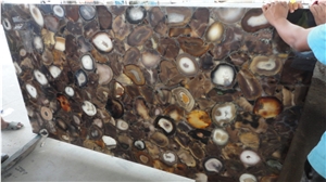 Brown Ageta Slab, Brown Semi Presious Stone Panels,Brown Gemstone Slab
