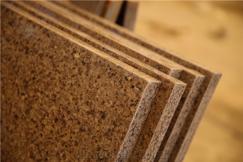 Brown Quartz Stone Kitchen Countertops, Engineered Stone Kitchen Countertops