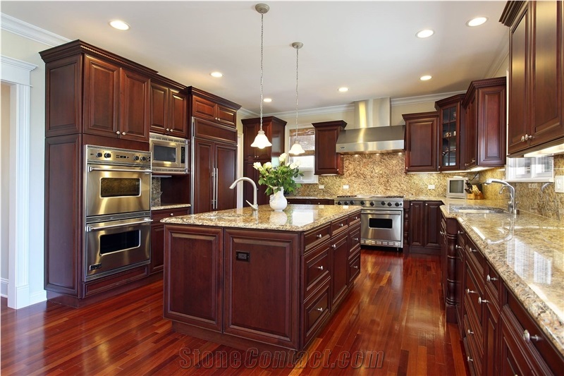 Brown Quartz Stone Kitchen Countertops, Engineered Stone Kitchen Countertops