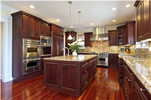 Brown Quartz Stone Kitchen Countertops, Engineered Stone Kitchen Countertops