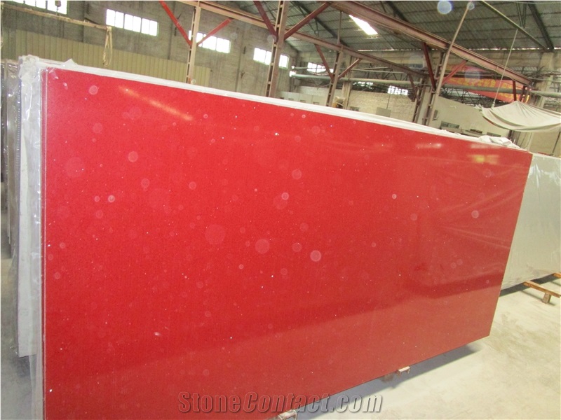 China Red Quartz Stone Slabs & Tiles, Engineered Stone Slabs, Artificial Stone
