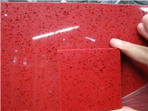 China Red Quartz Stone Slabs & Tiles, Engineered Stone Slabs, Artificial Stone