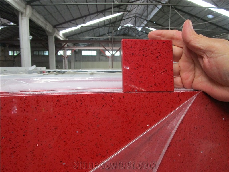 China Red Quartz Stone Slabs & Tiles, Engineered Stone Slabs, Artificial Stone
