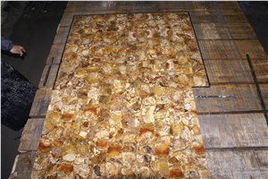 Fossil Semiprecious Stone Slabs & Tiles Flooring Pattern