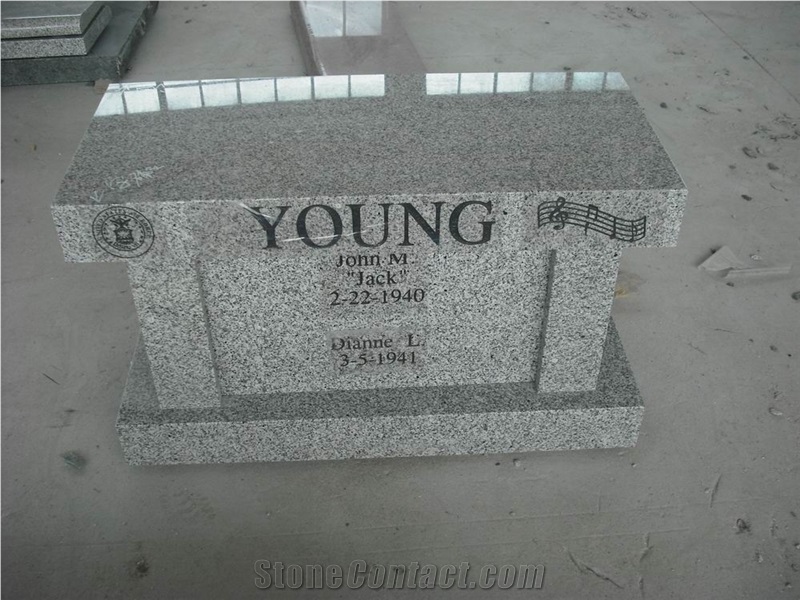 Grey G603 Granite，Bench Tombstone Monument